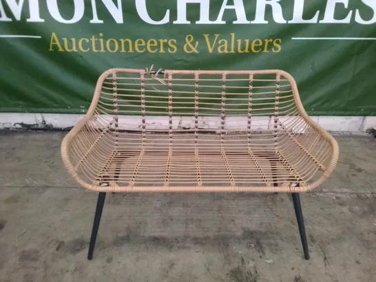 METAL FRAME BAMBOO EFFECT RATTAN BENCH