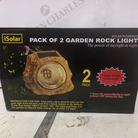 BOXED ISOLAR PACK OF 2 GARDENING ROCK LIGHTS 