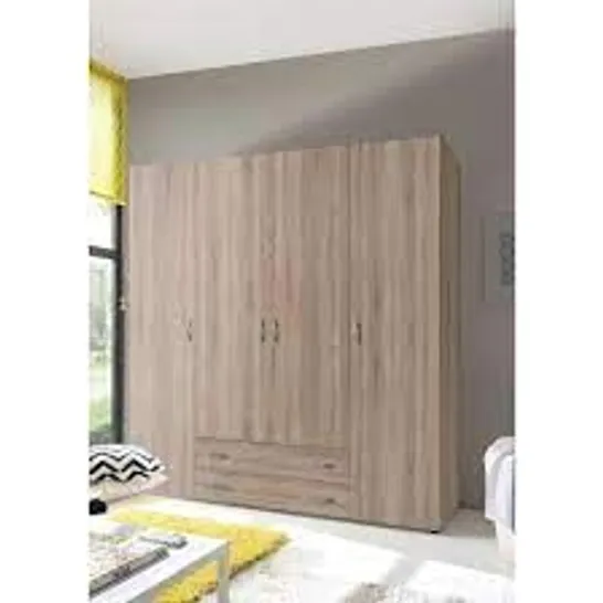 BOXED MARGRIETE 4 DOOR MANUFACTURED WOOD WARDROBE (2 BOXES)