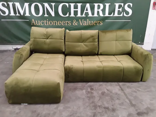 QUALITY DESIGNER CORNER SOFA - GREEN VELVET 