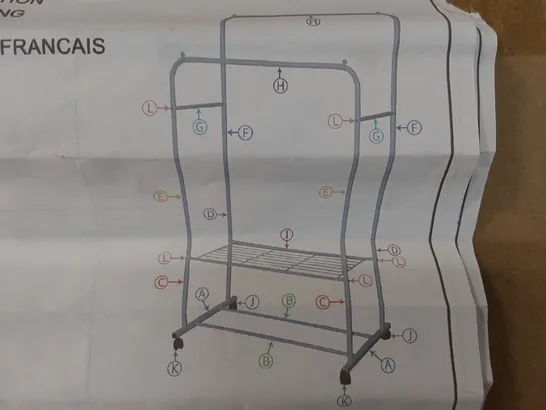 BOXED 80.5CM ROLLING CLOTHES RACK - WHITE (1 BOX)