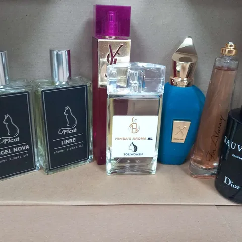 APPROXIMATELY 10 ASSORTED UNBOXED FRAGRANCES TO INCLUDE; DIOR, ERBA PURA, HINDRA'S AROMA AND YVES SAINT LAURENT