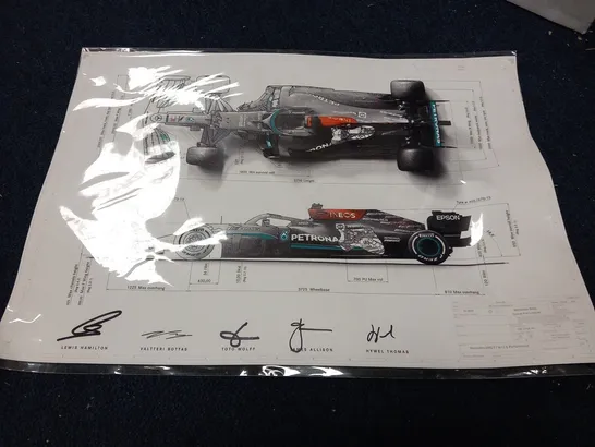 MERCEDES F1 CHAMPIONSHIP WINNING, HAND SIGNED TECHNICAL DRAWING