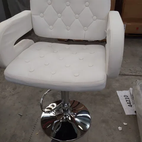 DESIGNER GAS LIFT UPHOLSTERED BAR CHAIR WHITE PU