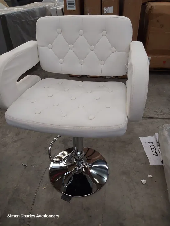 DESIGNER GAS LIFT UPHOLSTERED BAR CHAIR WHITE PU