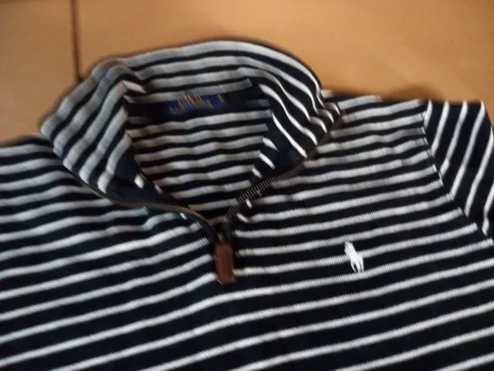 POLO RALPH LAUREN STRIPED 1/4 ZIP TOP - S