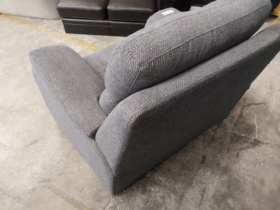 QUALITY BRITISH DESIGNER G PLAN GREY FABRIC SNUGGLE CHAIR WITH STUDDED DETAILS