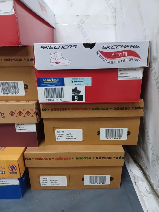 10 BOXED PAIRS OF SHOES IN VARIOUS SIZES BY SKETCHERS AND ADESSO 