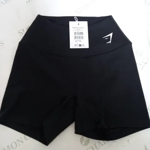 GYMSHARK TIGHT SHORTS IN BLACK - SMALL