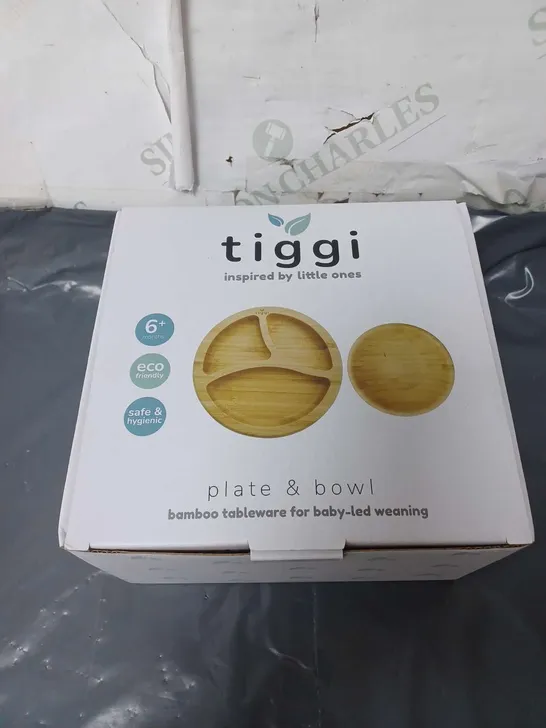 TIGGI BAMBOO WEANING PLATE AND BOWL FOR BABIES AGED 6+ MONTHS