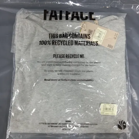 BAGGED FAT FACE ORGANIC COTTON BREE TEE IN LIGHT GREY MARL - UK 12