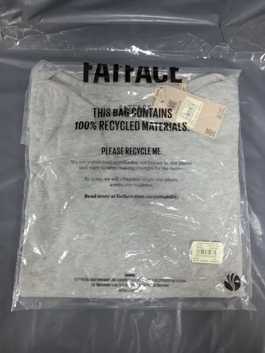 BAGGED FAT FACE ORGANIC COTTON BREE TEE IN LIGHT GREY MARL - UK 12