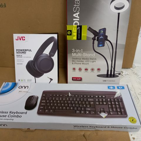 LOT OF APPROXIMATELY 5 ELECTRICAL ITEMS TO INCLUDE WIRELESS KEYBOARD, HEADPHONES, MEDIA STATION ETC 