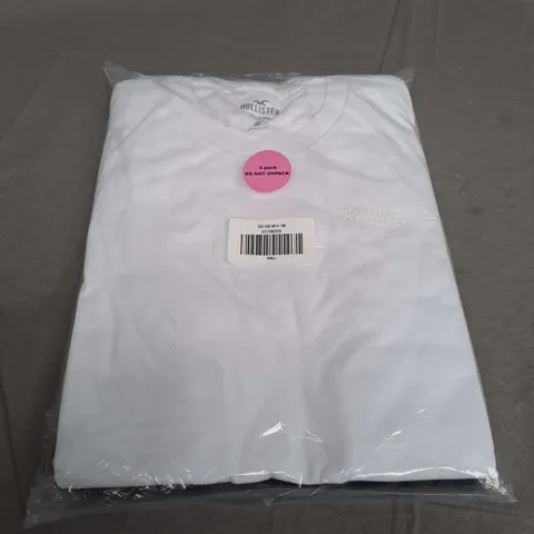 SEALED HOLLISTER SET OF 5 LOGO T-SHIRTS IN VARIOUS COLOURS - SIZE SMALL