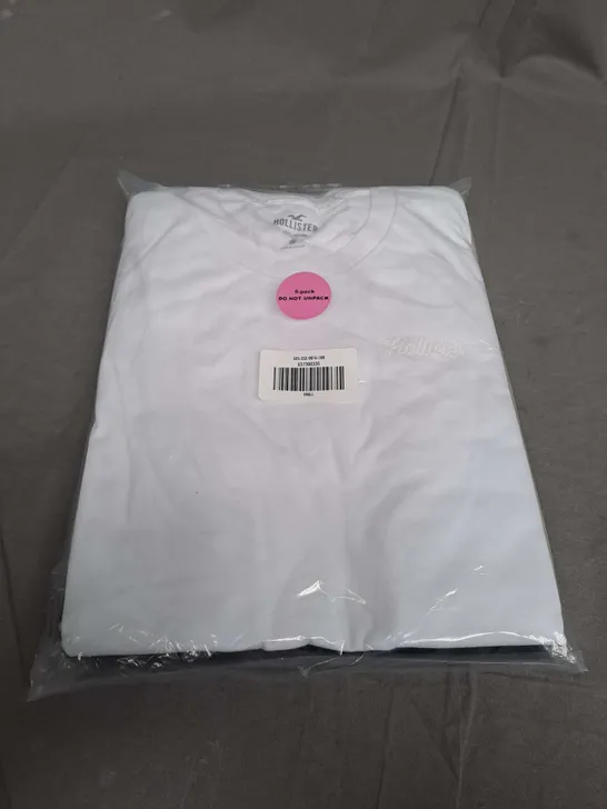 SEALED HOLLISTER SET OF 5 LOGO T-SHIRTS IN VARIOUS COLOURS - SIZE SMALL