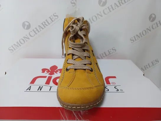 RIEKER LACED ANKLE BOOT YELLOW SIZE 3.5