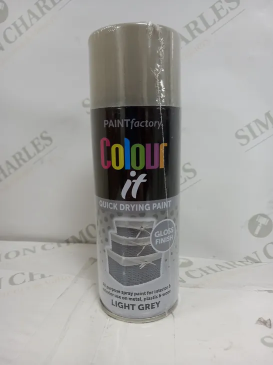 BOX OF 12 PAINT FACTORY COLOUR IT LIGHT GREY SPRAY PAINT 