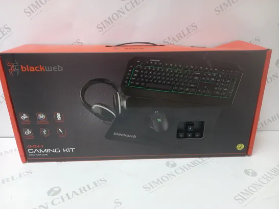 BRAND NEW BOXED BLACKWEB 4 IN 1 GAMING KIT INCLUDING KEYBOARD, MOUSE AND HEADSET