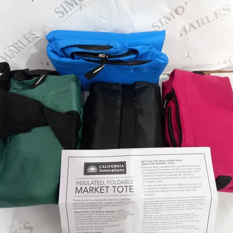 LOT OF 4 INSULATED FOLDABLE MARKET TOTE