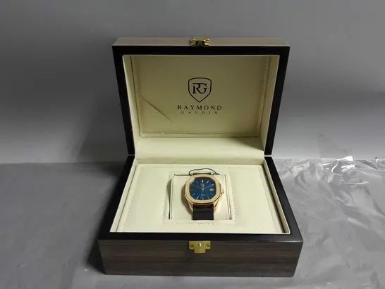 MENS RAYMOND GAUDIN WATCH – 316 STAINLESS STEEL CASE – JPN MOVEMENT – BLUE DIAL – RUBBER STRAP – 5 ATM WATER RESISTANT