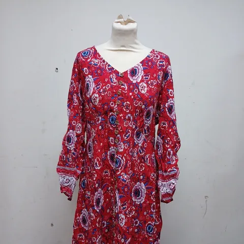 JOE BROWNS SAVANAH BOHO  BUTTON DRESS - FLORAL PRINT - SIZE 18