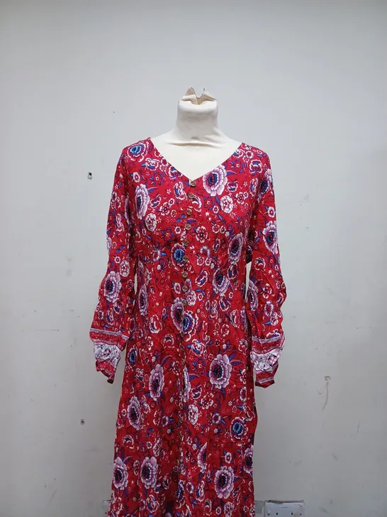 JOE BROWNS SAVANAH BOHO  BUTTON DRESS - FLORAL PRINT - SIZE 18