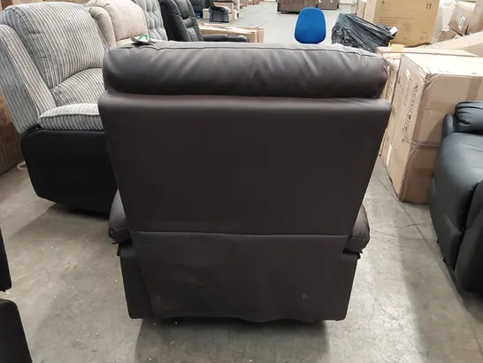 DESIGNER BROWN LEATHER RECLINING ARMCHAIR