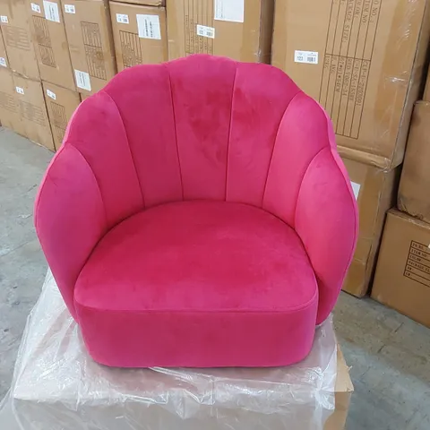 BOXED VELVET ARMCHAIR CHAIR - RED 