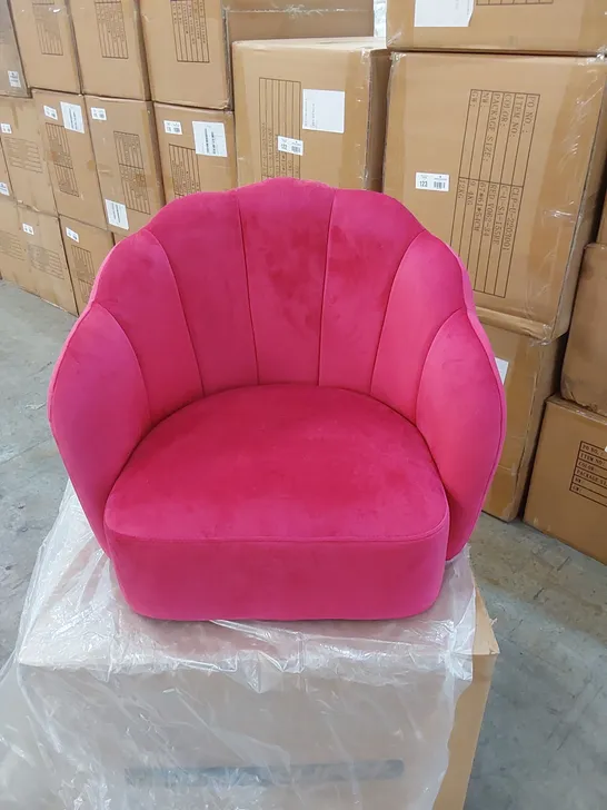 BOXED VELVET ARMCHAIR CHAIR - RED 