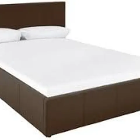 BOXED GRADE 1 HARTFORD FAUX LEATHER KING-SIZE BEDFRAME CHOCOLATE (2 BOXES)