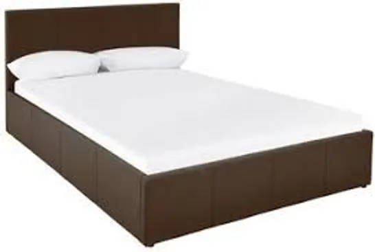 BOXED GRADE 1 HARTFORD FAUX LEATHER KING-SIZE BEDFRAME CHOCOLATE (2 BOXES)