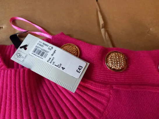 RIVER ISLAND PINK BUTTON DETAIL JUMPER - UK L