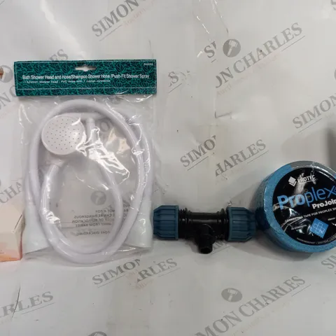 BOX OF APPROXIMATELY 12 ASSORTED ITEMS TO INCLUDE - PROTEC PRO JOINT CONNECTING TAPE - BATH SHOWER HEAD -SIKAFLEX 522 ECT