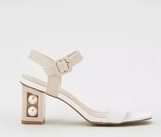 MODA IN PELLE SANDYPEARL BLOCK HEEL SANDAL WHITE CAMEO SIZE 6