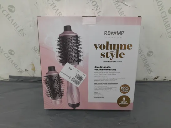 BOXED REVAMP PROFESSIONAL VOLUME AND STYLE 1200W BLOW DRY BRUSH INNOVATIVE ALL IN ONE VOLUMISONG STYLER