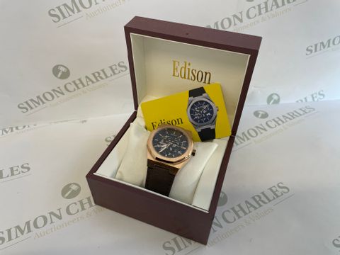MEN’S AUTOMATIC EDISON ROADSTER HEXAGON WATCH, ROSE GOLD COLOUR CASE, BROWN LEATHER STRAP RRP &pound;675.00