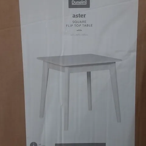 BOXED ASTER SQUARE FLIP TOP TABLE IN WHITE- H77 X W75 X D75 CM 