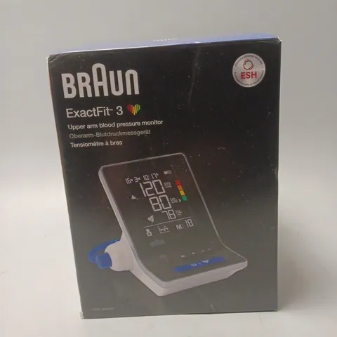 BOXED BRAUN EXACTFIT 3 UPPER ARM BLOOD PRESSURE MONITOR