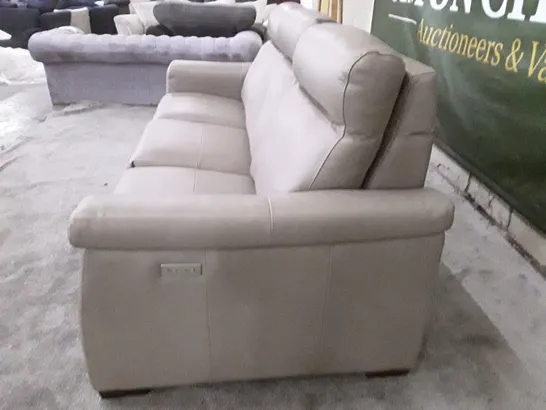 QUALITY ITALIAN DESIGNER ADRIANO ELECTRIC RECLINER LARGE SOFA - TAUPE LEATHER