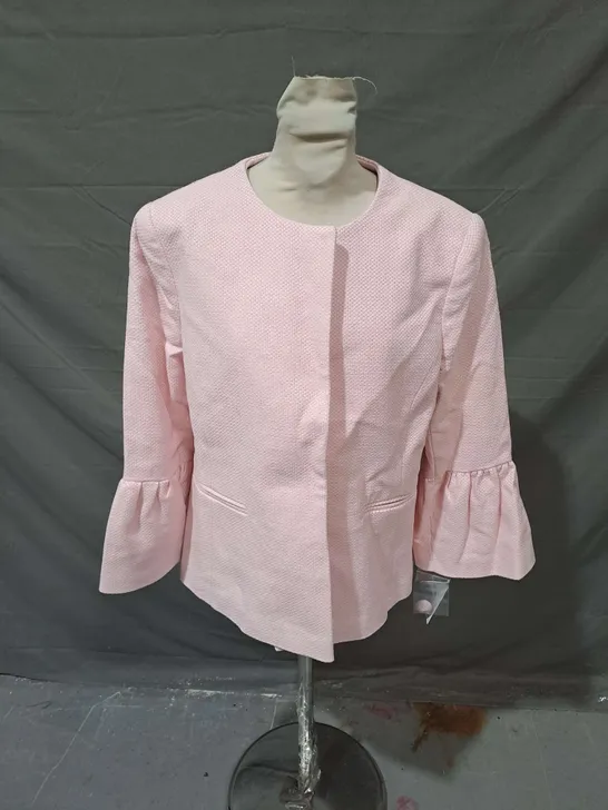 HELENE BERMAN RUFFLE SLEEVE JACKET IN PINK SIZE 16