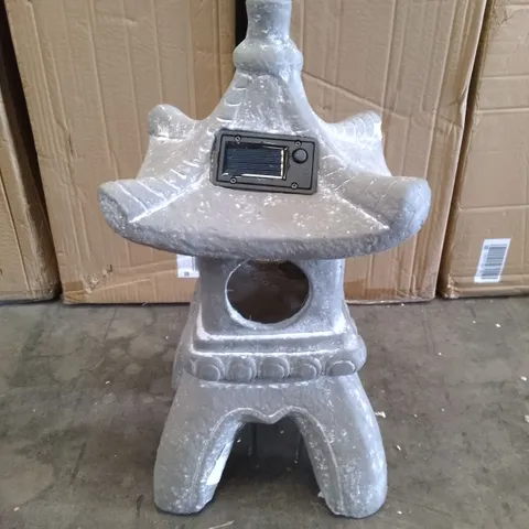 3 BOXES CONTAINING CERAMIC LED SOLAR PAGODA ORNAMENTS