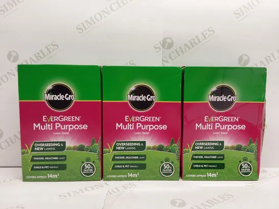 BOX OF 3X BRAND NEW MIRACLE-GROW EVERGREEN MULTI PURPOSE LAWN SEED BOXES