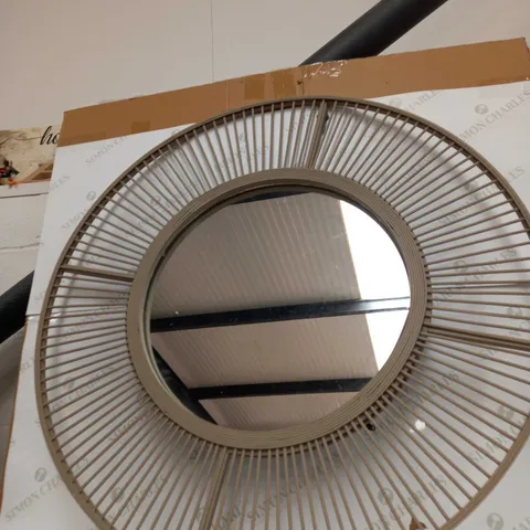 K BY KELLY HOPPEN BAMBOO TAUPE CIRCULAR MIRROR - COLLECTION ONLY