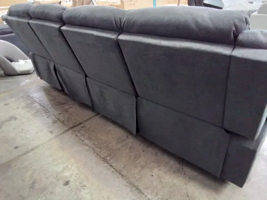 DESIGNER MANUAL RECLINING FOUR SEATER SOFA CHARCOAL FABRIC 