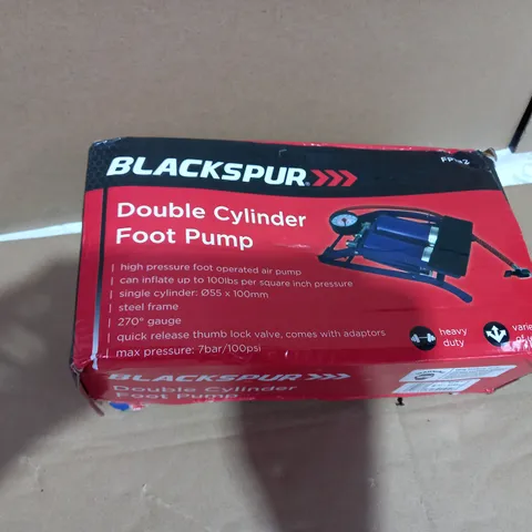 BOXED BLACKSPUR DOUBLE CYLINDER FOOT PUMP