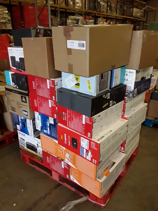 PALLET OF ASSORTED ELECTRONIC PRODUCTS INCLUDING PRINTERS, DVD PLAYER, CD BOOMBOXES, BLUETOOTH RADIO