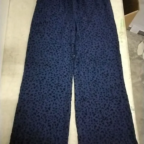 BOX OF APPROXIMATELY 17 DANNII MINOGUE NAVY HEART FLOCKED WIDE LEG TROUSERS PETITE - SIZE 10