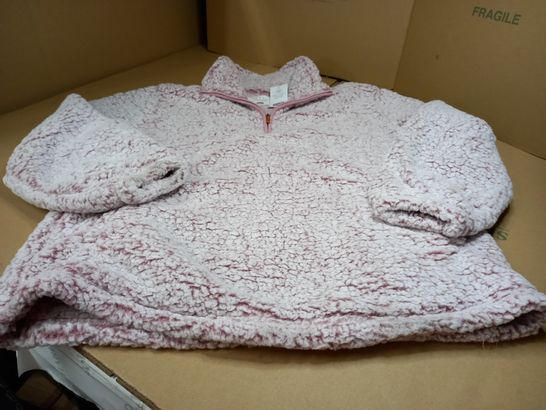 F&F DUSTY PINK BORG LOUNGEWEAR JUMPER - LARGE