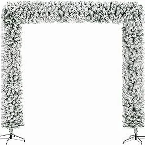 BOXED NEO 2.4M CHRISTMAS FLOCKED DOORWAY ARCH TREE GARLAND WITH WALL PINE TIPS BUSHY XMAS OUTDOOR INDOOR HOME DÉCOR (DOUBLE)