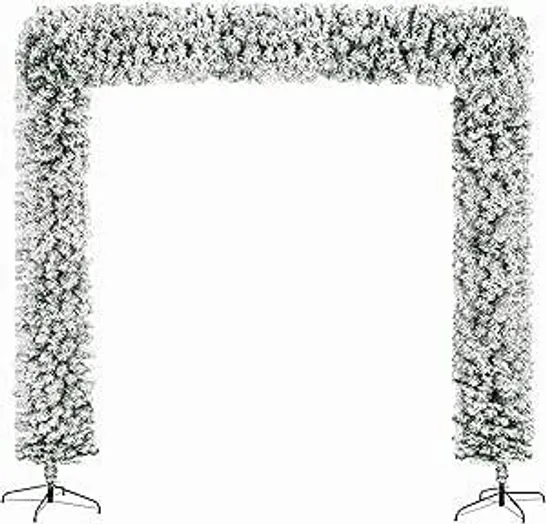 BOXED NEO 2.4M CHRISTMAS FLOCKED DOORWAY ARCH TREE GARLAND WITH WALL PINE TIPS BUSHY XMAS OUTDOOR INDOOR HOME DÉCOR (DOUBLE)